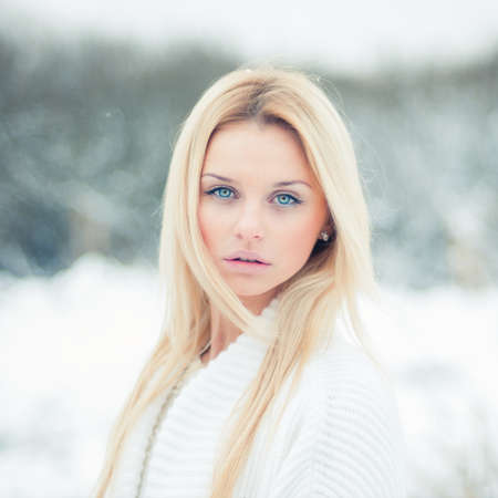 portrait of a beautiful blonde with a sexy look の写真素材