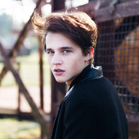 Portrait of a Man with a fashionable hairstyle close-upの写真素材