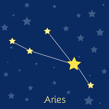 Aries Fire Zodiac  constellation with stars in cosmos. Vector image with navy blue background and starsのイラスト素材