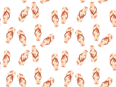 Summer Shoes seamless pattern. Bright repeating flip flops. Vector illustration for underpants and swimsuitのイラスト素材