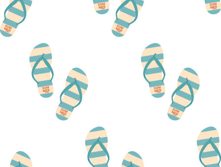 Summer Shoes seamless pattern. Bright repeating flip flops. Vector illustration for underpants and swimsuitのイラスト素材
