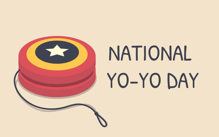 Yo-Yo game. National Yo Yo Day cardのイラスト素材