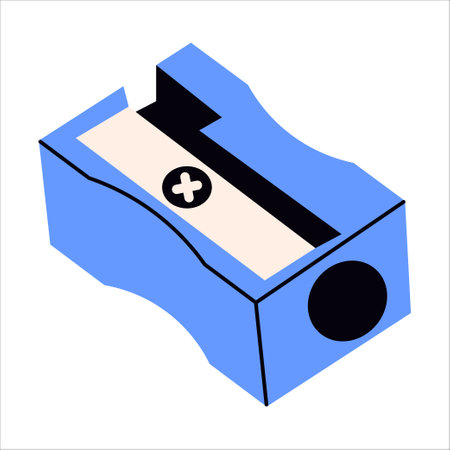 Blue pencil sharpener on an isolated background. Vector illustration for school supplies, educational materials, and office toolsのイラスト素材
