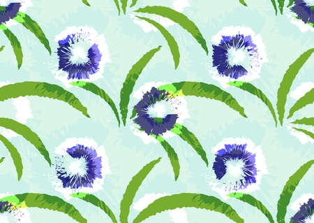 Seamless pattern with cornflowers. Watercolor effect. Floral pattern. Vector background.