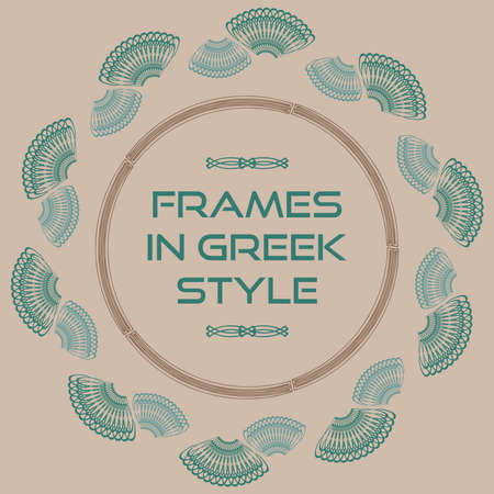 Decorative frames in the Greek style. Set of vector isolated icons. Elements drawn by hand.のイラスト素材