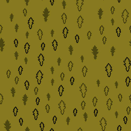 Seamless vector pattern with oak leaves on a green background. Camouflage texture for textile....