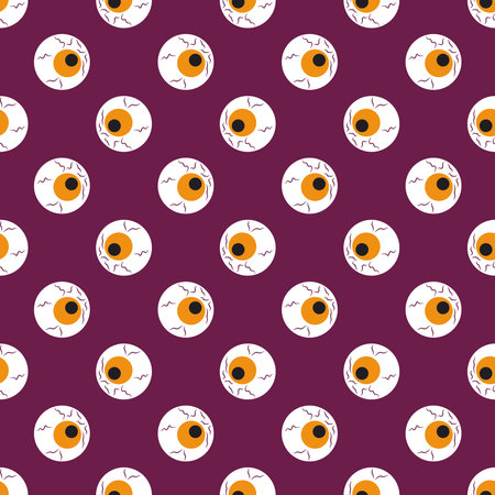 Seamless vector pattern with eyeballs on a violet background. Cartoon texture for halloweenのイラスト素材
