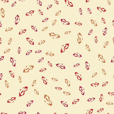 Seamless vector pattern with hand drawn doodle lips. Texture for wedding, Valentines day, beauty salonのイラスト素材