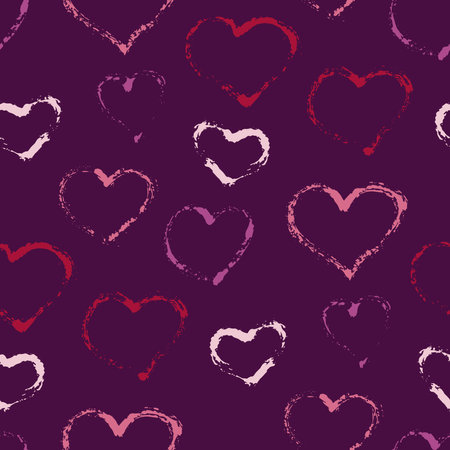 Seamless vector pattern with hand drawn doodle hearts. Texture for wrapping paper, postcards for Valentines Day, weddingのイラスト素材