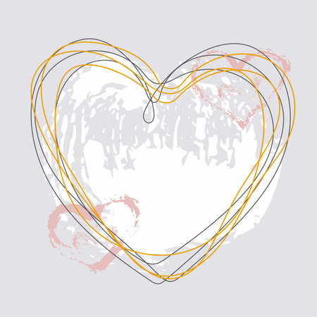 Square background, frame in the shape of a white heart with minimalistic elements for the design of social networks. Vector illustration for Valentines Day card, wedding invitationのイラスト素材