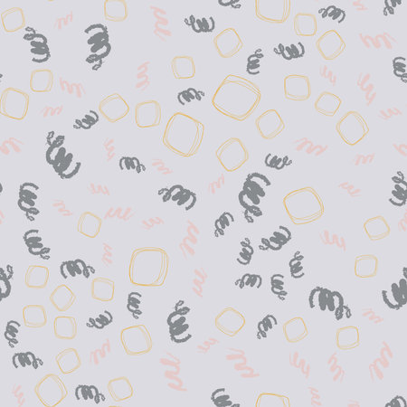 Seamless texture with abstract rings on a gray background. Geometric vector pattern for textiles, wallpapers, wrapping paperのイラスト素材