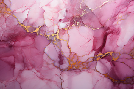 Texture of pink marble with golden veins and inclusions. Generative AIの素材