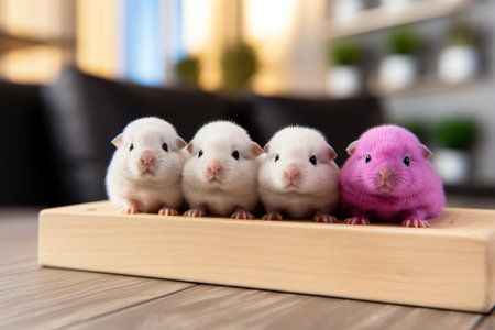 Guinea pigs are sitting nearby. Cute petsの素材