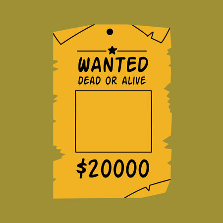 Wanted poster. Wild west outlaw gangster. western reward flyer. vector illustration. Old wanted placard poster template, with inscription, money cash reward as in western moviesのイラスト素材