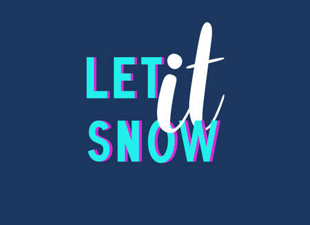 Let it snow. Handwritten vector phrase with neon shadows isolated on blue backgroundのイラスト素材