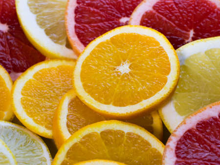 sliced ââlemons, grapefruit, orangesの写真素材