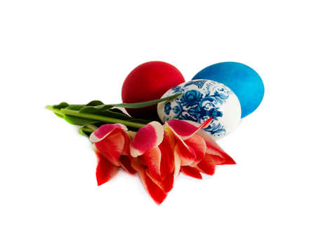 Easter eggs and flowers