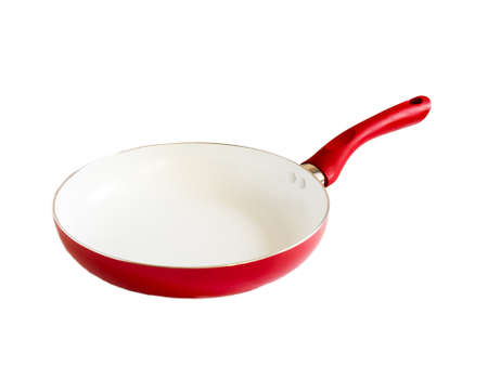 Pure new frying pan isolated on white backgroundの写真素材
