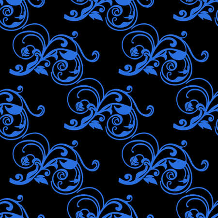Abstract blue seamless pattern on black background. Vector illustratoinのイラスト素材
