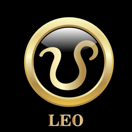 Leo zodiac sign in oval frame, vector Illustration. Pisces zodiac sign in circle frame, vector Illustration. Contour icon.のイラスト素材