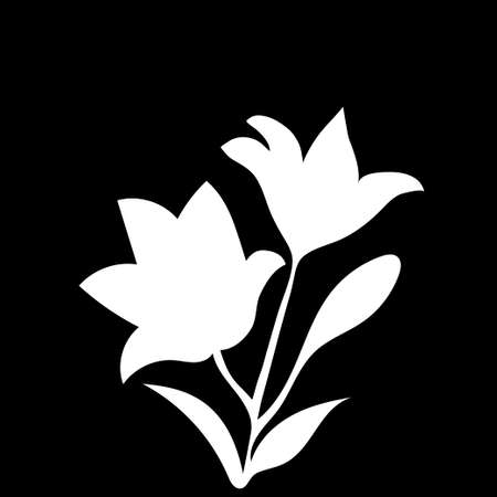 Silhouette Lily. White outline on black background. Vector illustration.のイラスト素材