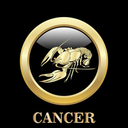 Cancer Zodiac Sign In Oval Frame Vector Illustration Contour Icon