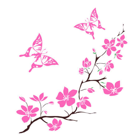 twig cherry blossomsのイラスト素材