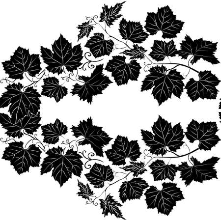 Black  Leaf seamless pattern. Floral seamless texture with grape. Vector illustrationのイラスト素材