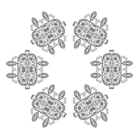 Ornament black white card with mandala. Geometric circle element made in vector. Perfect  cards for any other kind of design, birthday and other holiday, kaleidoscope,  medallion, yoga, india, arabicのイラスト素材