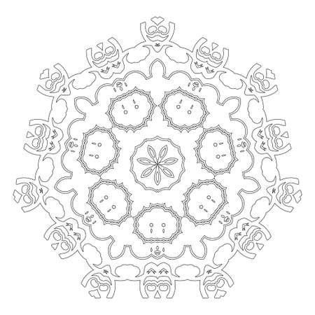 Ornament black white card with mandala. Geometric circle element made in vector. Perfect  cards for any other kind of design, birthday and other holiday, kaleidoscope,  medallion, yoga, india, arabicのイラスト素材