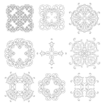 Set of Ornament black white card with mandala. Geometric circle element made in vector. Perfect  cards for any other kind of design, birthday and other holiday, kaleidoscope,  medallion, yoga, india, arabicのイラスト素材