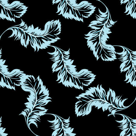 Seamless pattern of Feathers are on a black background. Vector illustrationのイラスト素材
