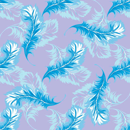Seamless pattern of Feathers are on a blue background. Vector illustrationのイラスト素材
