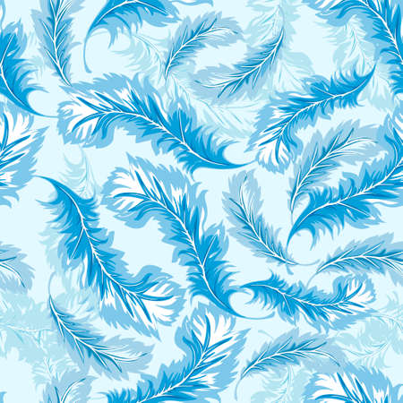 Seamless pattern of Feathers are on a blue background. Vector illustrationのイラスト素材