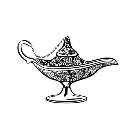 oil lamp icon, hand drawn vector illustration.のイラスト素材