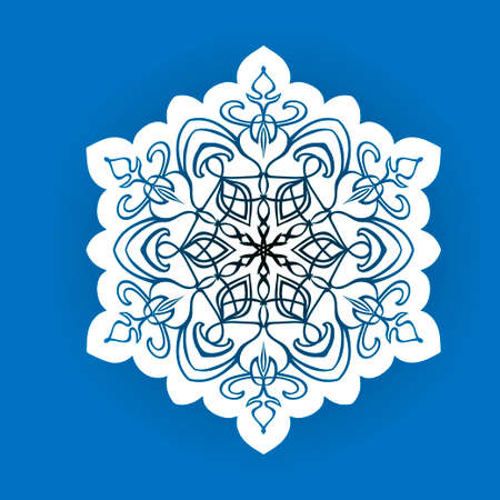 Ornament black white card with mandala. Geometric snow element made in vector.のイラスト素材