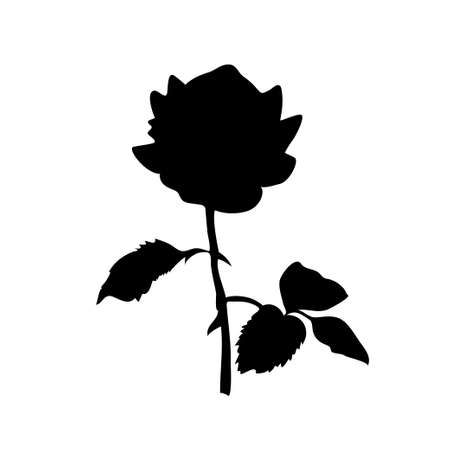 silhouette of rose isolated on white background. Vector illustration.のイラスト素材