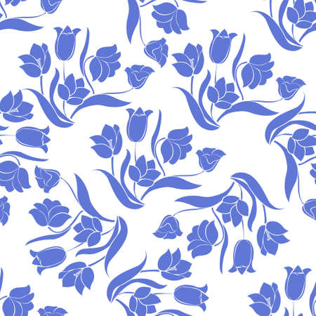 Floral seamless pattern. Floral seamless texture with tulips. Vector illustrationのイラスト素材
