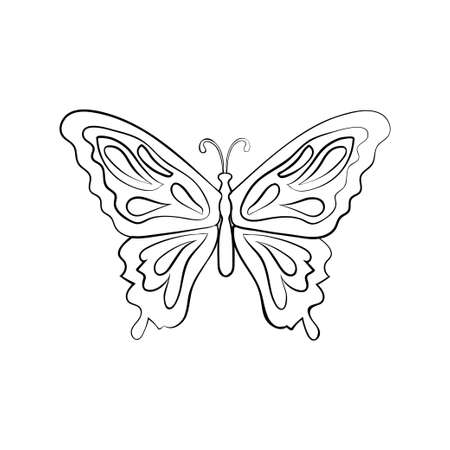 Fantasy butterfly on white background. Abstract design. illustration.のイラスト素材