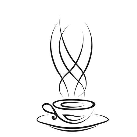 Cup  of hot coffee. Vector illustration. Sketchのイラスト素材