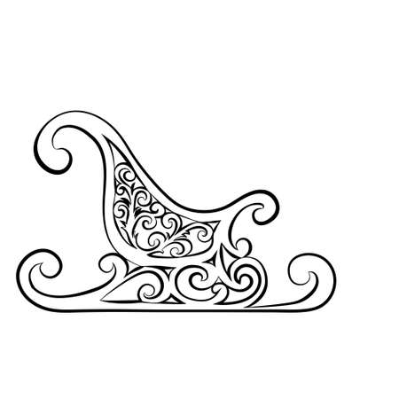 Black picture Christmas boot on a white background. Vector illustration.のイラスト素材