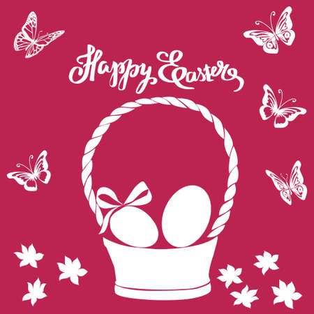 Easter vector vintage card phrase Happy Easter.. Handwritten phrase.のイラスト素材