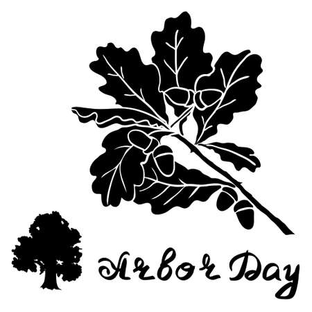 Arbor Day sign with Oak tree.のイラスト素材