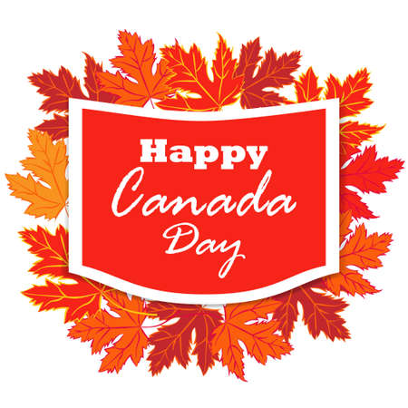 Happy Canada Day poster. Canada Maple leave on white background. Vector illustrationのイラスト素材