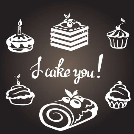 International Cake Day. 20 July. Set cute cakes. Vector illustration