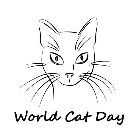 Happy Cat Day. World Cat Day.のイラスト素材
