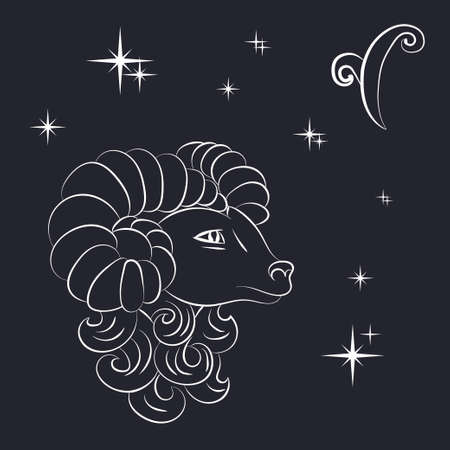 Sign of the zodiac Aries is the starry skyのイラスト素材