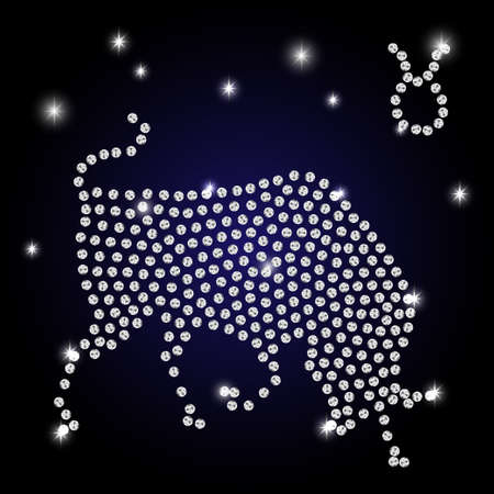 Sign of the zodiac Taurus is the starry sky, vector Illustration. Contour icon.のイラスト素材