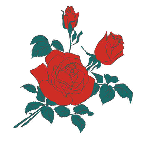 Silhouettes of rose isolated on white background. Vector illustration.のイラスト素材