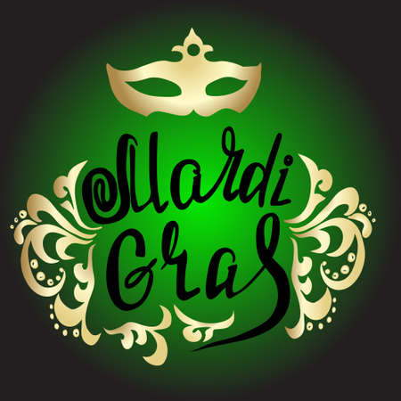 Mardi Gras vintage lettering background. Vector illustration With Lettering Compositionのイラスト素材